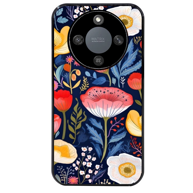 Coque noire taperso pour Magic 5 6 LITE et PRO avec motif fleur coquelicot protection antichoc personnalisée