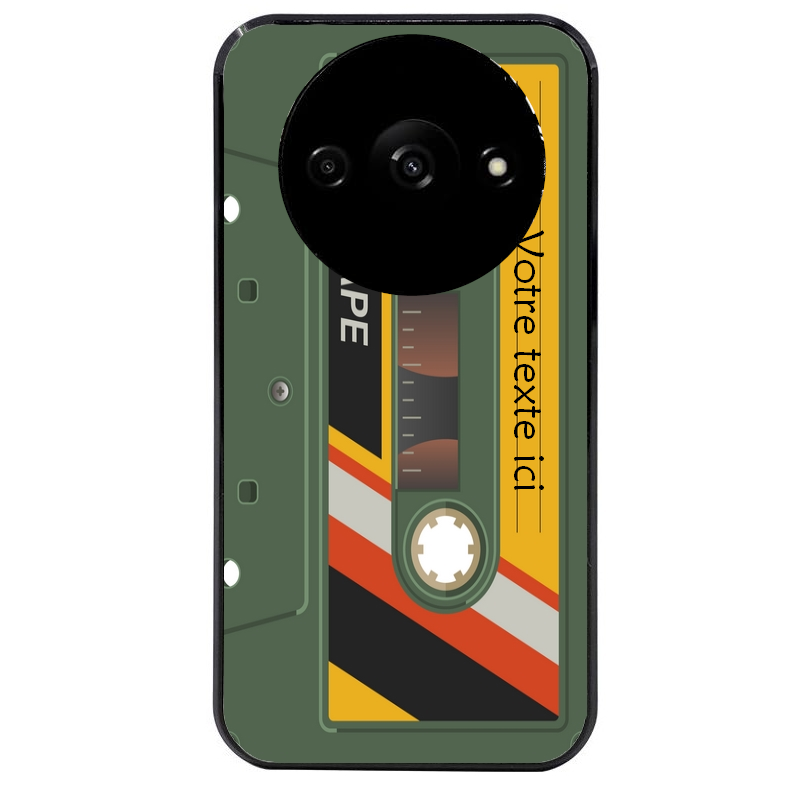 Coque noire taperso pour Redmi A3 personnalisable avec motif cassette kaki protection antichoc personnalisée