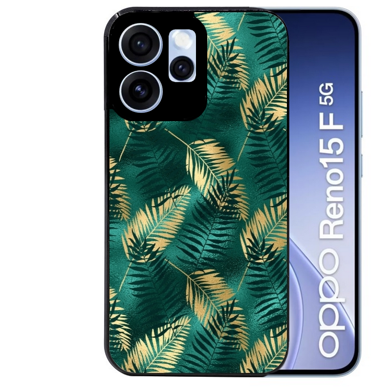 Coque noire taperso pour OPPO Reno 15 et F FS 5G avec motif palmier vert protection antichoc personnalisée