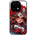 Coque noire taperso pour OnePlus 15 avec motif tete de mort calavera rouge protection antichoc personnalisée