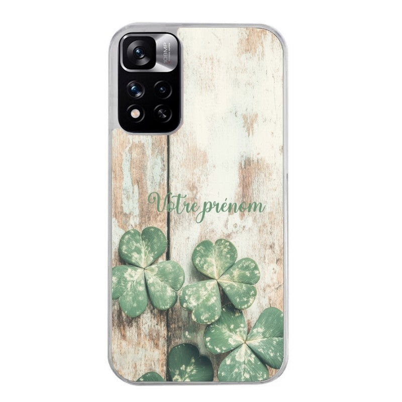 Coque taperso pour Redmi Note 12 4G 5G PRO 4G avec motif bois et trefle personnalisee protection antichoc personnalisée