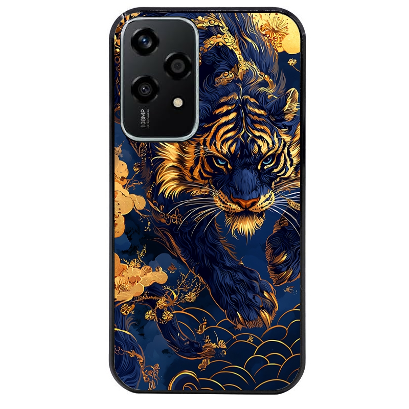 Coque noire taperso pour Honor 200 et Lite Pro Smart avec motif tigre et fleur protection antichoc personnalisée