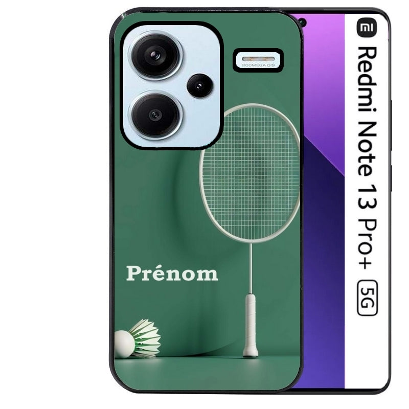 Coque noire taperso pour Redmi Note 13 PRO PLUS 5G avec motif badminton sport personnalise protection antichoc personnalisée