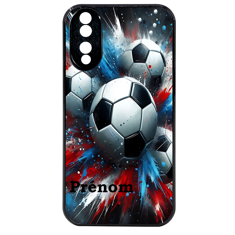 Coque noire taperso pour Honor 70 LITE 90 et LITE avec motif foot tricolore personnalisee protection antichoc personnalisée