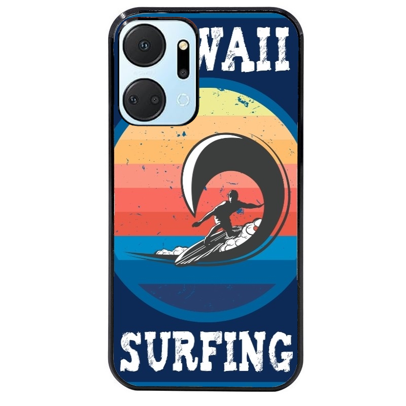 Coque noire taperso pour Honor X7A avec motif hawaii et surf protection antichoc personnalisée