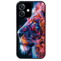 Coque noire taperso pour OPPO A40 avec motif lion fluo protection antichoc personnalisée