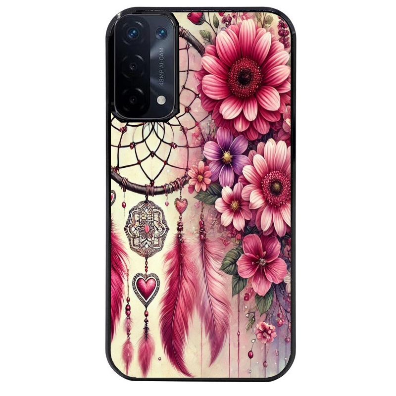 Coque noire taperso pour OPPO A54 et A74 5G avec motif dreamcatcher et coeur protection antichoc personnalisée