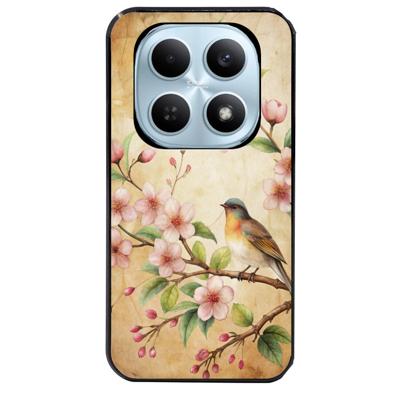 Coque noire taperso pour POCO M8 5G et PRO 5G avec motif fleur et colibri protection antichoc personnalisée