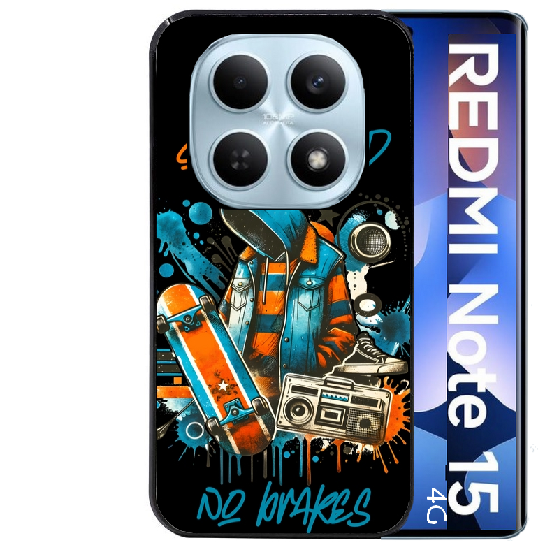 Coque noire taperso pour Redmi Note 15 et PRO PLUS 4G 5G avec motif skate board protection antichoc personnalisée