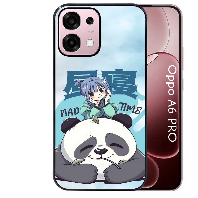 Coque noire taperso pour OPPO A6 PRO 4G et 5G avec motif panda anime protection antichoc personnalisée