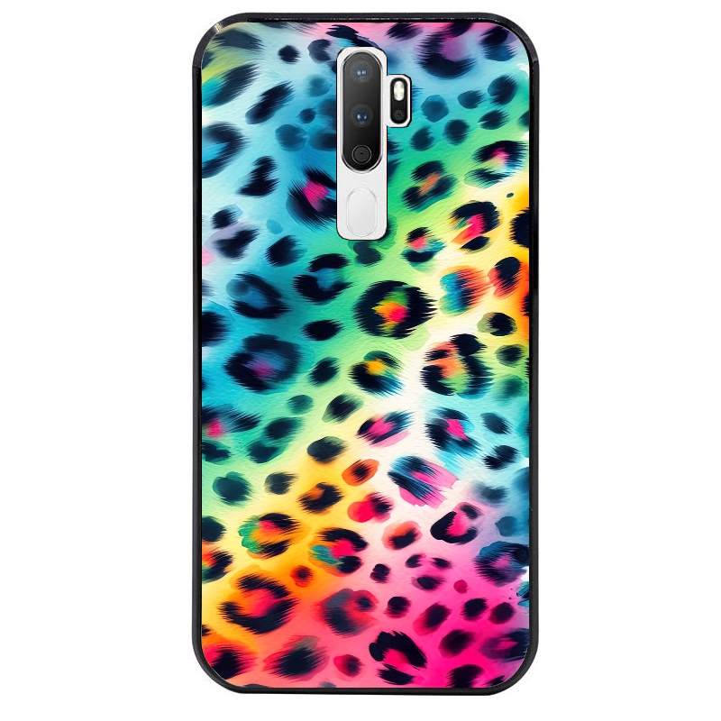 Coque noire taperso pour OPPO A5 A9 2020 avec motif leopard arc protection antichoc personnalisée