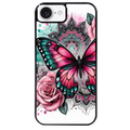 Coque noire taperso pour Iphone 16 16E PLUS MAX PRO avec motif papillon rose protection antichoc personnalisée