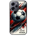 Coque noire taperso pour Redmi 12 4G et 5G avec motif ballon foot avec prenom protection antichoc personnalisée