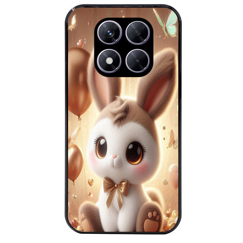 Coque noire taperso pour Redmi Note 14 et PRO PLUS 4G 5G avec motif lapin ballon protection antichoc personnalisée