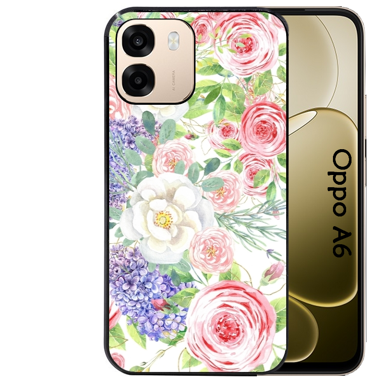Coque noire taperso pour OPPO A6 A6X 4G et 5G avec motif fleur couleur pastel protection antichoc personnalisée