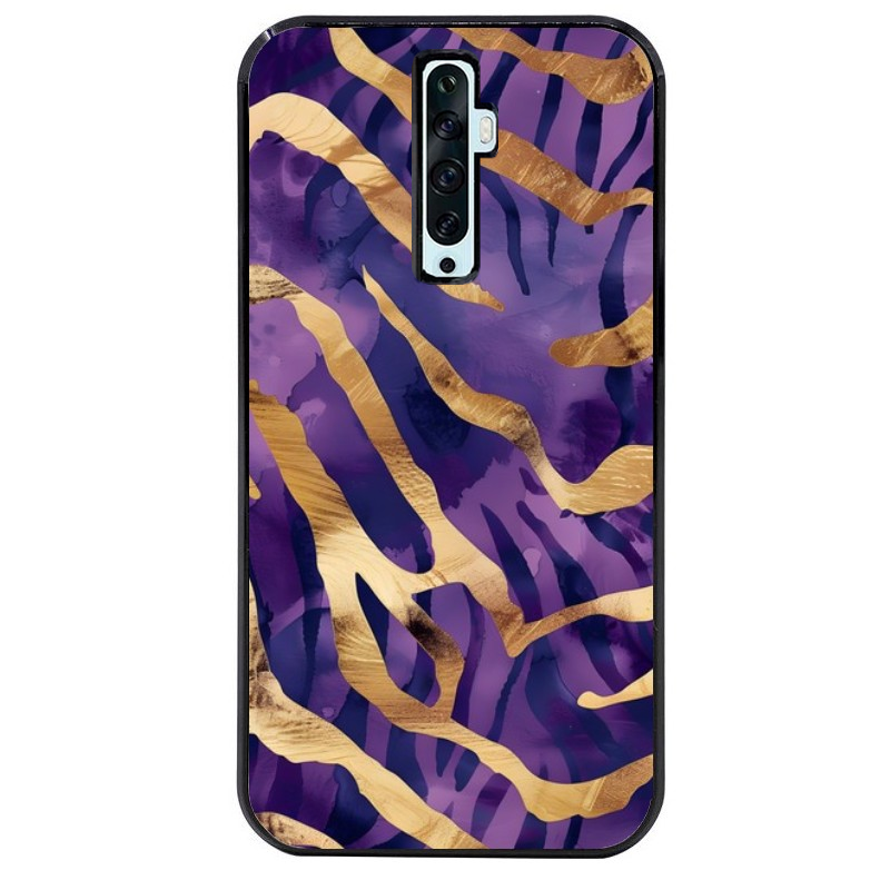Coque noire taperso pour OPPO Reno 2 et 2Z avec motif zebre violet protection antichoc personnalisée