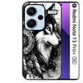 Coque noire taperso pour Redmi Note 13 PRO PLUS 5G avec motif loup dreamcatcher protection antichoc personnalisée