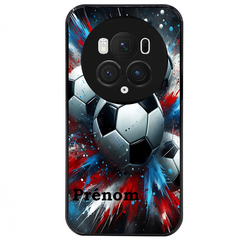 Coque noire taperso pour Magic 5 6 LITE et PRO avec motif foot tricolore personnalisee protection antichoc personnalisée