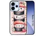 Coque noire taperso pour OPPO Reno 15 et F FS 5G avec motif sushi kawai anime protection antichoc personnalisée