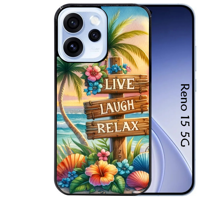 Coque noire taperso pour OPPO Reno 15 et F FS 5G avec motif tropical vacances protection antichoc personnalisée