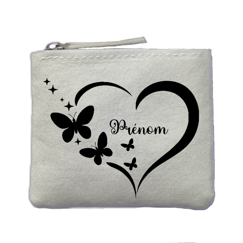 Chaussettes personnalisées paillettes rose motif coeur papillon