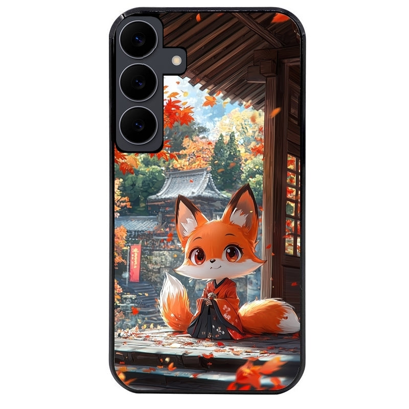 Coque noire taperso pour galaxy A06 A16 A26 A36 A56 avec motif renard et fox anime protection antichoc personnalisée
