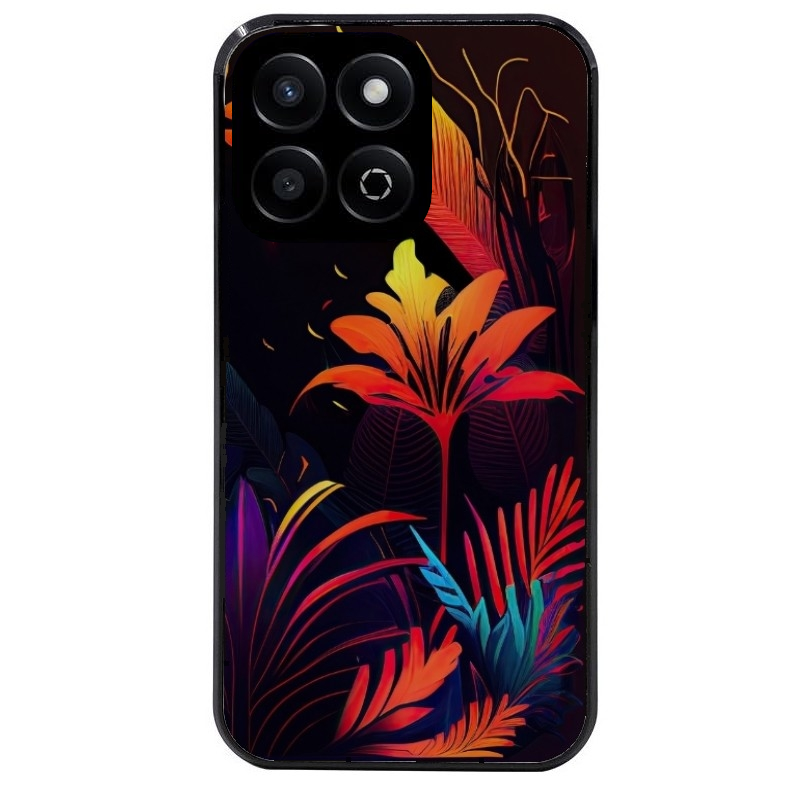Coque noire taperso pour Honor 200 et Lite Pro Smart avec motif tropical jaune protection antichoc personnalisée