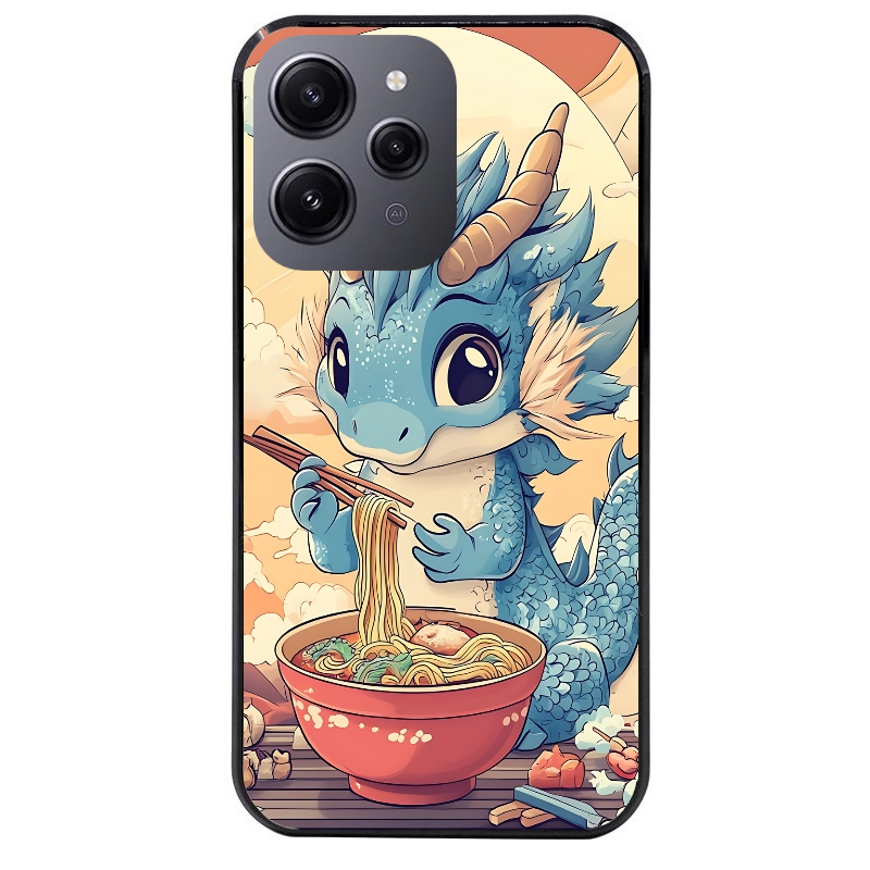 Coque noire taperso pour Redmi 12 4G et 5G avec motif dragon ramen 2 protection antichoc personnalisée