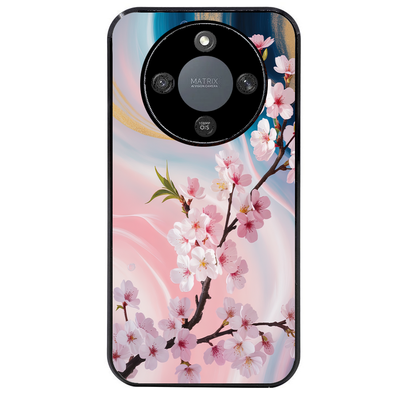 Coque noire taperso pour Magic 5 6 LITE et PRO avec motif marbre fleur cerisier protection antichoc personnalisée
