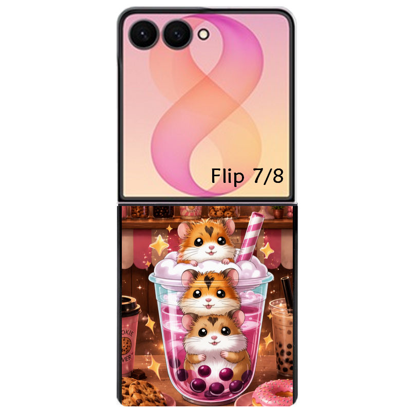 Coque pour Z FLIP 6 7 8 hamster cookie bubble tea