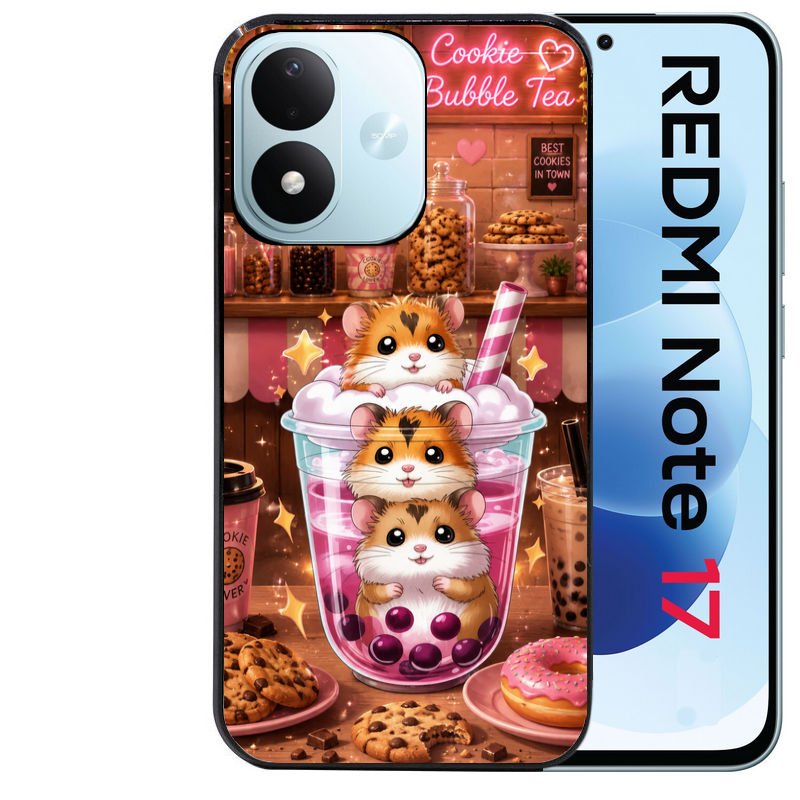 Coque pour Redmi Note 17 et PRO 4G 5G Max hamster cookie bubble tea