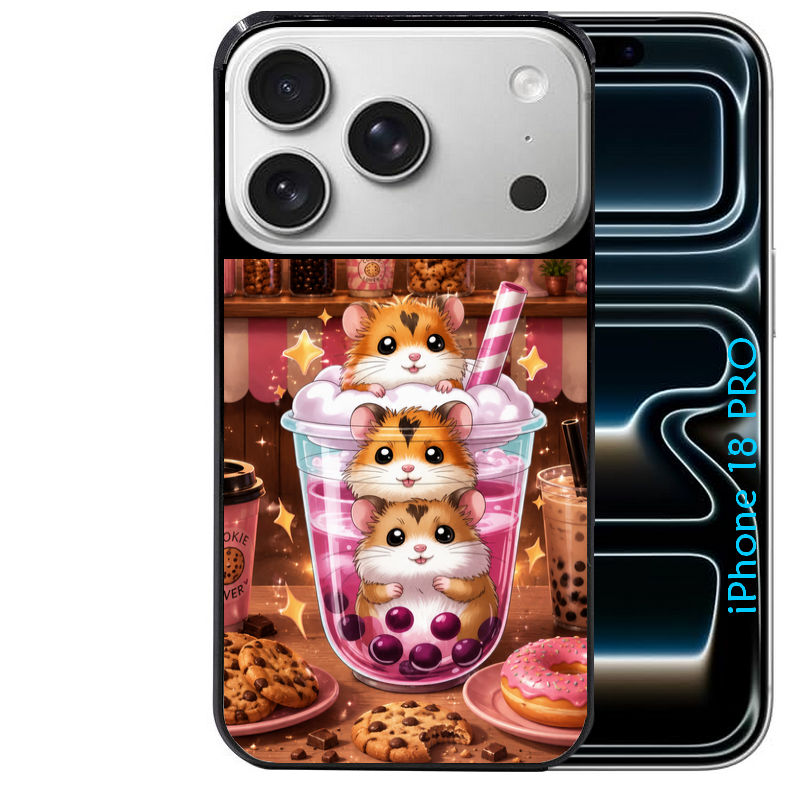 Coque pour Iphone 18 / PRO / PRO MAX / 18E hamster cookie bubble tea