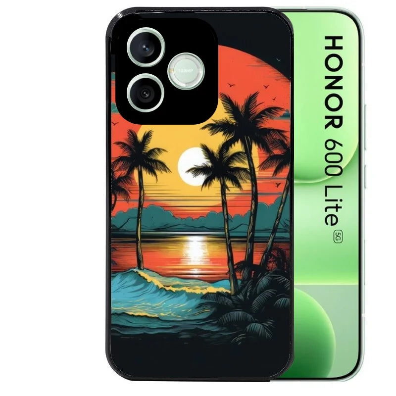 Coque noire pour Honor 600 LITE avec motif hawaii palmier protection antichoc personnalisée