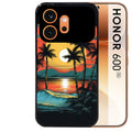 Coque noire taperso pour Honor 600 et 600 PRO avec motif hawaii palmier protection antichoc personnalisée