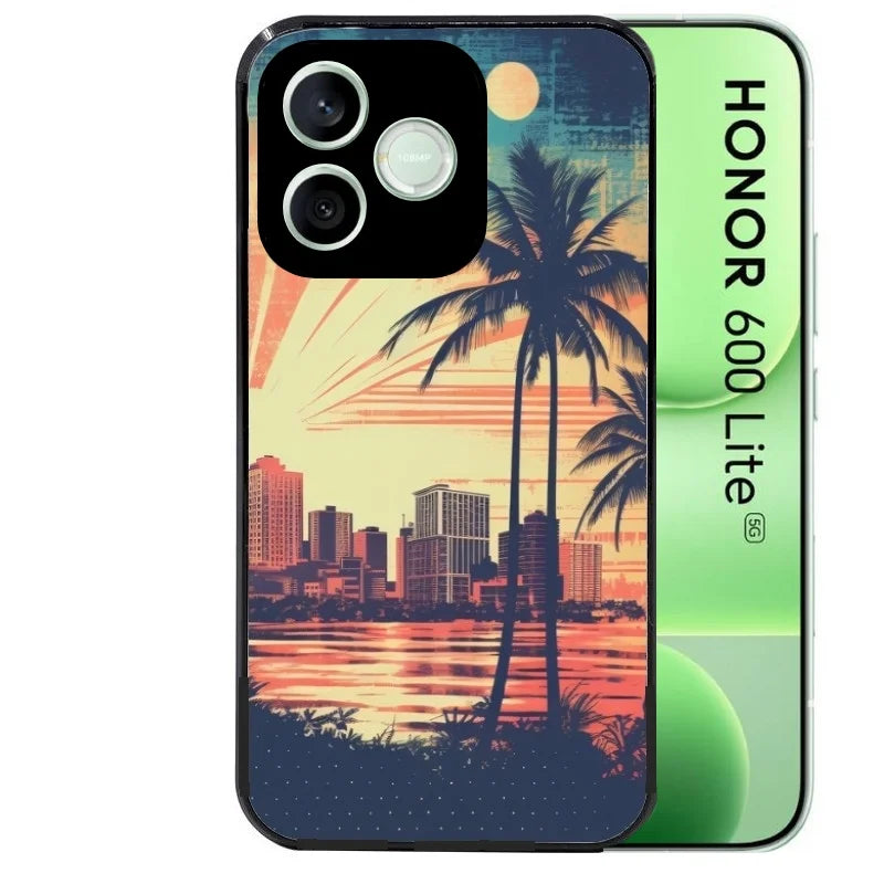 Coque noire pour Honor 600 LITE avec motif hawaii retro protection antichoc personnalisée