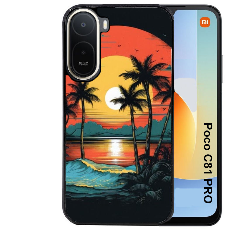 Coque pour POCO C81 PRO hawaii palmier