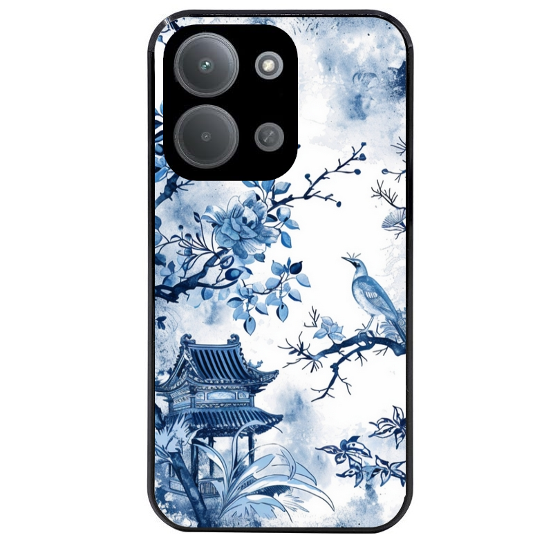 Coque noire taperso pour POCO C85 avec motif japan art protection antichoc personnalisée