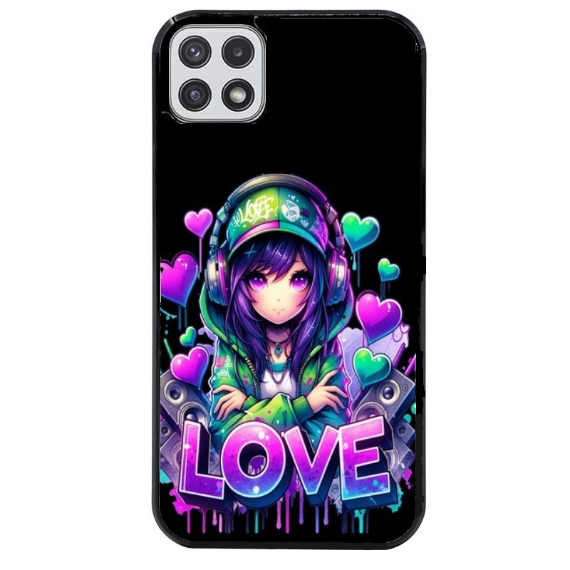 Coque noire taperso pour galaxy A22 A32 A52 A52S 4G 5G  avec motif anime manga et love protection antichoc personnalisée