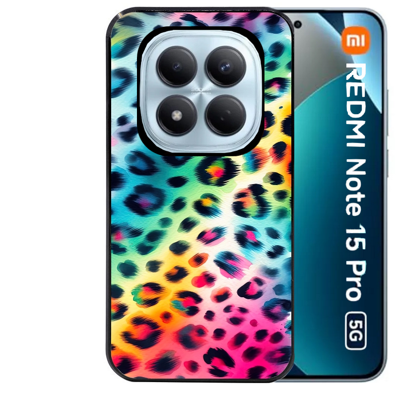 Coque noire taperso pour Redmi Note 15 et PRO PLUS 4G 5G avec motif leopard arc protection antichoc personnalisée
