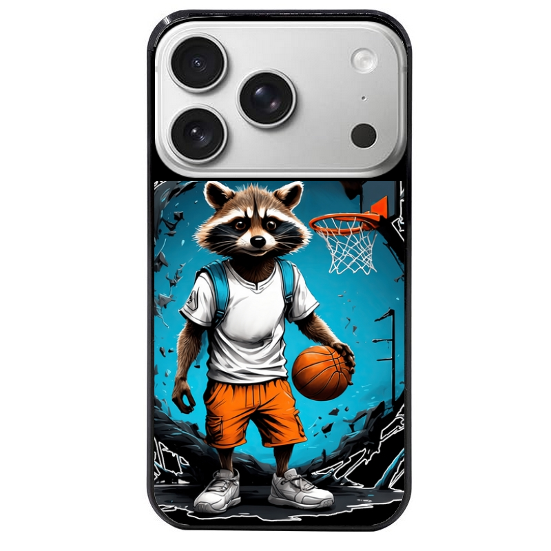 Coque noire taperso pour Iphone 17 17E AIR MAX PRO avec motif basket racoon protection antichoc personnalisée