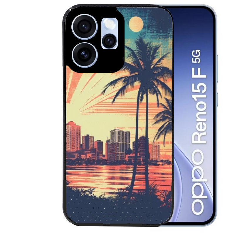 Coque noire taperso pour OPPO Reno 15 et F FS 5G avec motif hawaii retro protection antichoc personnalisée