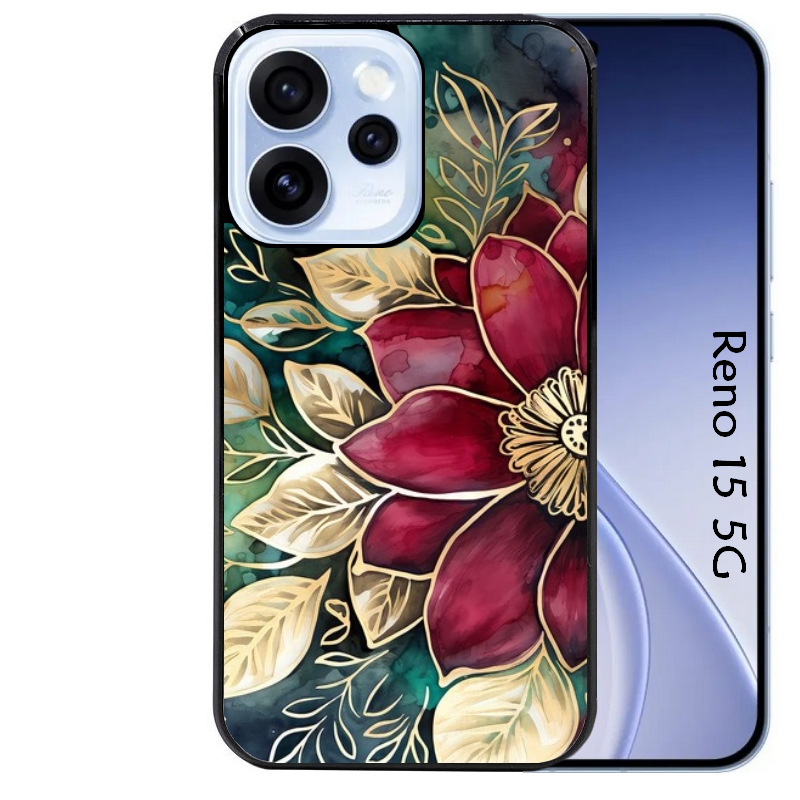 Coque noire taperso pour OPPO Reno 15 et F FS 5G avec motif fleur poinsettia style noel protection antichoc personnalisée