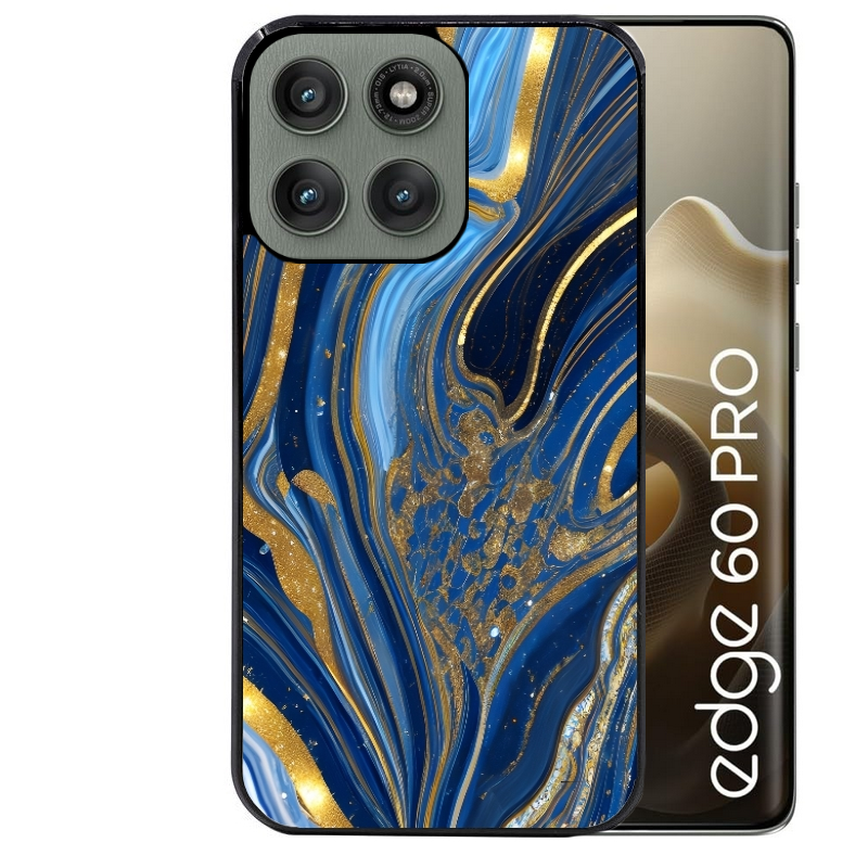 Coque noire taperso pour Moto Edge 60 et Neo Fusion Pro avec motif marbre bleu agathe protection antichoc personnalisée