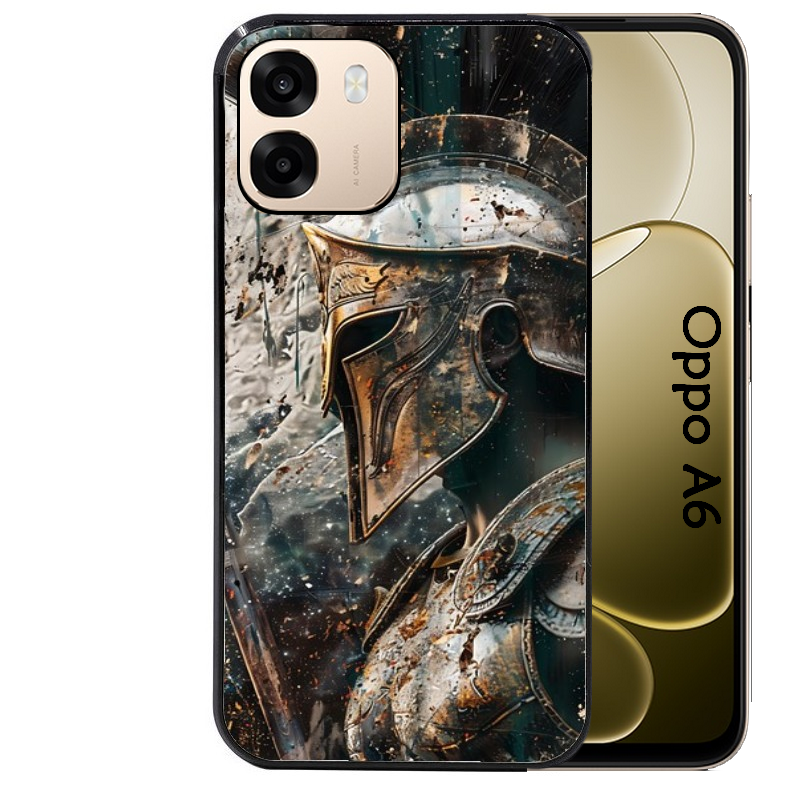 Coque noire taperso pour OPPO A6 A6X 4G et 5G avec motif spartan guerrier protection antichoc personnalisée