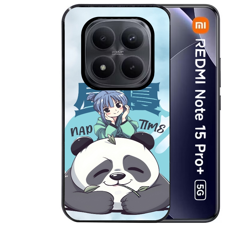Coque noire taperso pour Redmi Note 15 et PRO PLUS 4G 5G avec motif panda anime protection antichoc personnalisée