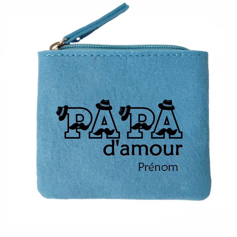 Porte monnaie personnalisé papa d'amour en feutrine en feutrine