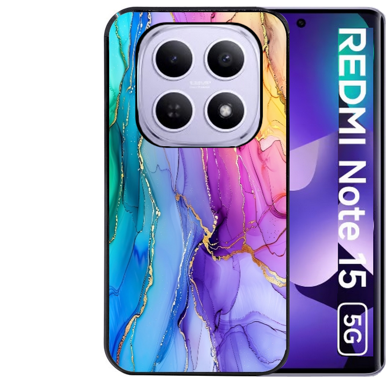 Coque noire taperso pour Redmi Note 15 et PRO PLUS 4G 5G avec motif marbre tie dye protection antichoc personnalisée