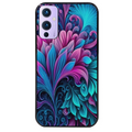 Coque noire taperso pour OnePlus 9 et 9 PRO avec motif tropical violet et des fleurs protection antichoc personnalisée
