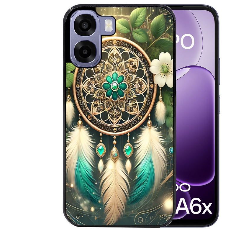 Coque noire taperso pour OPPO A6 A6X 4G et 5G avec motif dreamcatcher talisman protection antichoc personnalisée