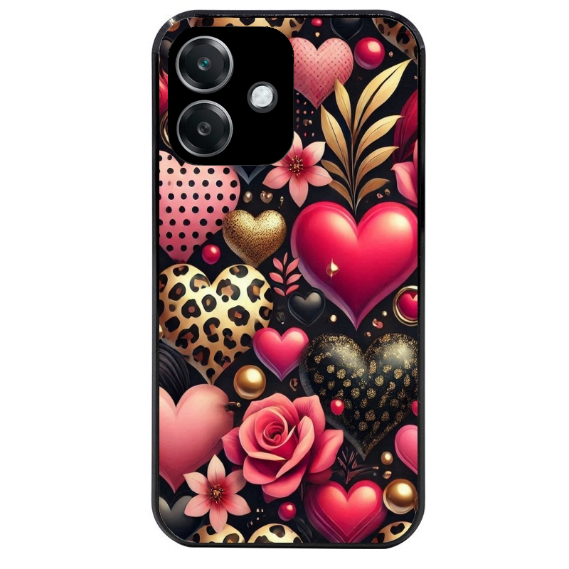 Coque noire taperso pour OPPO A40 avec motif coeur et leopard protection antichoc personnalisée